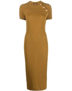 Balmain Abito Midi Con Decorazione - Marrone