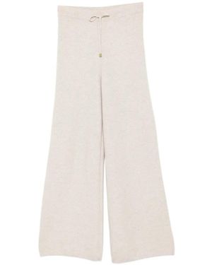 N.Peal Cashmere Honeycomb-Knit Cashmere Trousers - White