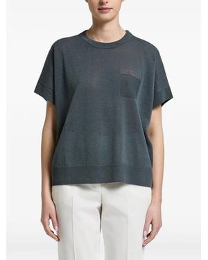 Peserico Monili-Embellished Pocket Jumper - Blue