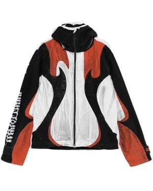 Kusikohc Cortavientos con llamas estampadas - Negro