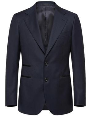Franzese Collection Wool Single-Breasted Blazer - Blue