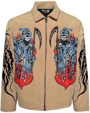 Warren Lotas Reaper-Print Work Jacket - Natural