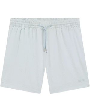 BOSS Seersucker Swim Shorts - White