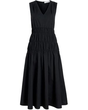 Proenza Schouler Smocked Poplin Midi Dress - Black