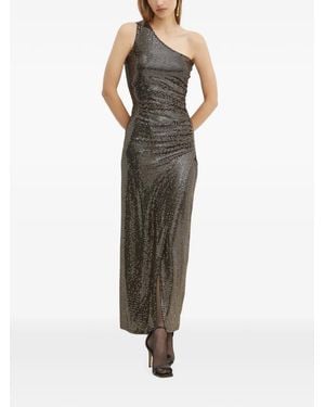 Morgan One-Shoulder Embellished Midi Dress - Black