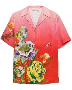 ALÉMAIS Inez Floral-Print Linen Shirt - Pink