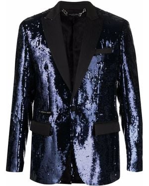 Philipp Plein Embellished Single-Breasted Blazer - Blue