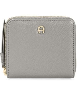 Aigner Paola Logo-Plaque Pebbled Wallet - Grey