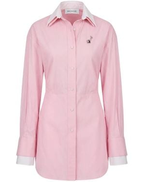 Monse Back Bunny Ear-Tied Shirt Dress - Pink