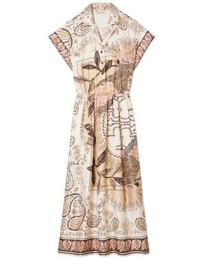 Tory Burch Waisted Silk Shirtdress - White