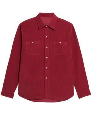 Fortela Work Patch-Pocket Corduroy Shirt - Red