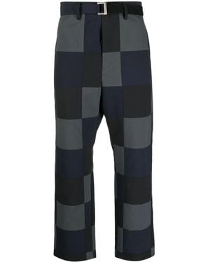 Sacai チェッカー チノパンツ - ブルー