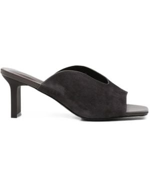 SERGIO MORETTI FIRENZE Suede Square-Toe Sandals - Black