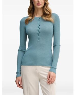 Sisley Gerippter Strickpullover Mit Knöpfen - Blau