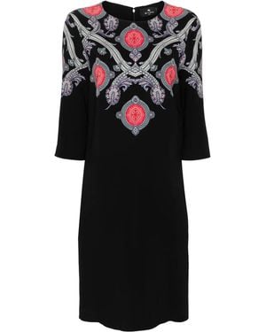 Etro Paisley-Print Cady Midi Dress - Black