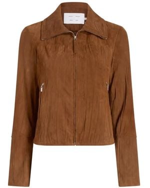 Proenza Schouler Tarin Crinkled Zip Jacket - Brown