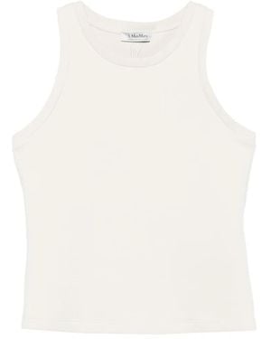 Max Mara Haut Sans Manches Carilina À Logo Brodé - White