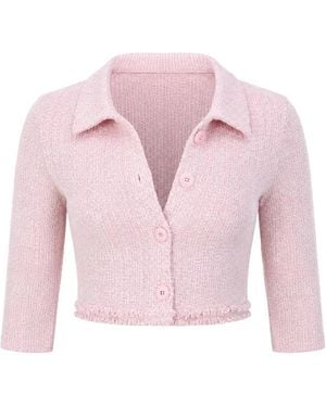 Devon Windsor Cropped Jack Met Franje En Tweed-Textuur - Roze