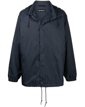 Balenciaga Multi Language Logo Rain Jacket - Blue