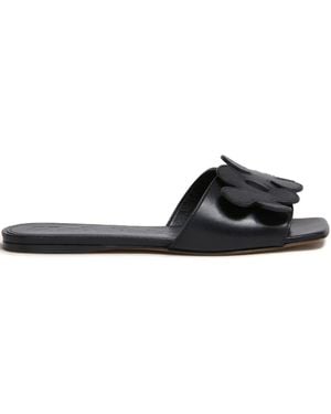 Marni Floral-Appliqué Slide Sandals - Black