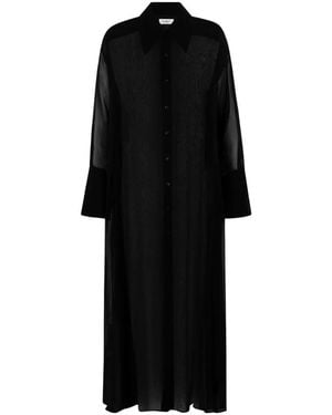CAYET Caetana Sheer Maxi Overshirt - Black
