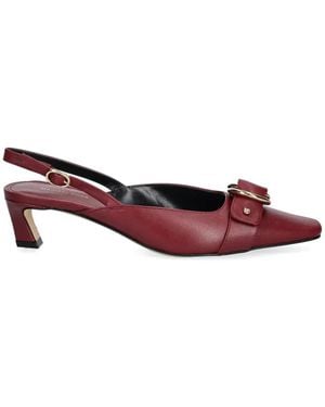 MICHAEL Michael Kors Jaden Leather Slingback Kitten Pumps - Red