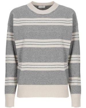 Peserico Striped Lurex-Detailed Jumper - Grey