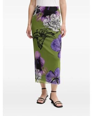 Desigual Floral-Print Midi Skirt - Green