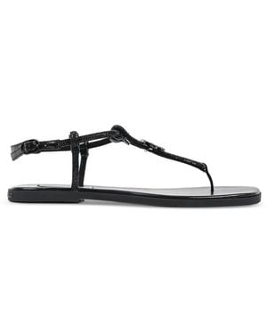 KARL LAGERFELD Olympia Crystal-Embellished Logo-Plaque Sandals - Black
