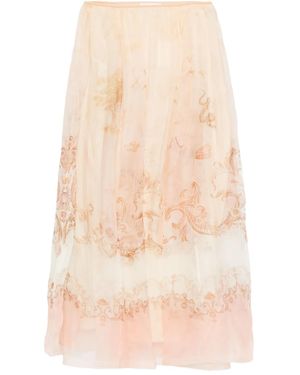 Zimmermann Silk Pleated Skirt - Natural