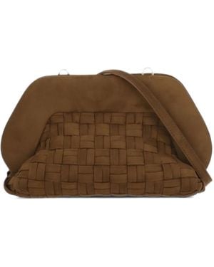 THEMOIRÈ Woven-Design Clutch Bag - Brown
