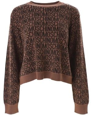 Moschino All-Over Logo Jacquard Jumper - Brown