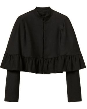 Twinset Ruffled Cape Jacket - Black