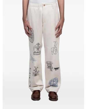 Maison Kitsuné X Kuro Pantalon Handwritten Postcard - Blanc