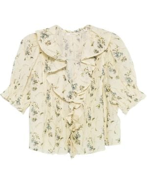 Doen Henri Ruffled Floral Blouse - Natural