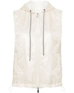 Eleventy Padded Hooded Gilet - White