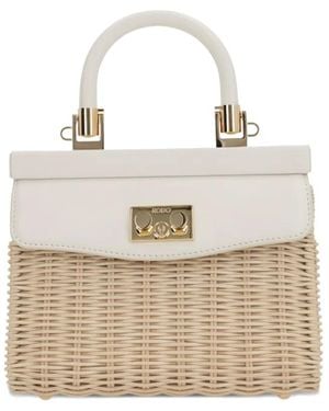 Rodo Small Wicker Top-Handle Shoulder Bag - White