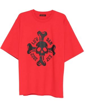 LỰU ĐẠN Skull-Print T-Shirt - Red