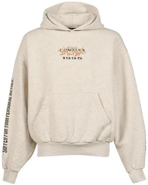 EVANGELI0N 95 Logo-Print Graphic-Print Hoodie - Natural