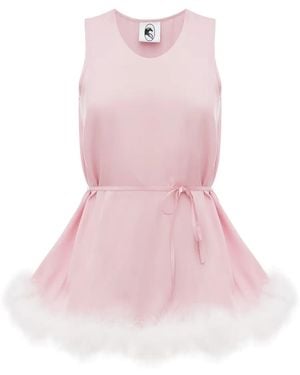 Sleeper Bisou Bisou Feather-Trim Top - Pink