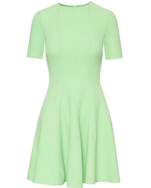 Oscar de la Renta Pleated Short-Sleeve Minidress - Green