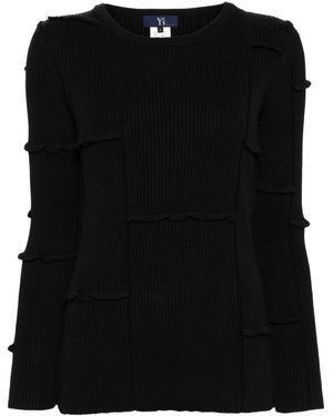 Y's Yohji Yamamoto Ribbed-knit Long-sleeved Sweater - Black