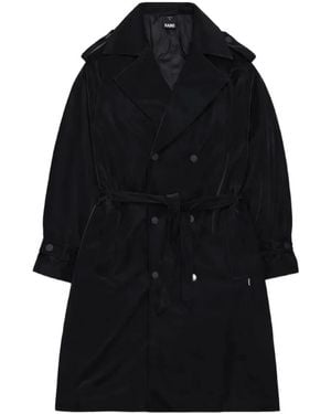 Rains Belted Double-Breasted Trench Coat - Black