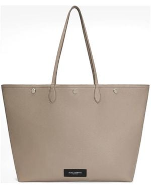 Dolce & Gabbana Bolso Shopper Essenza Con Parche Del Logo - Gris