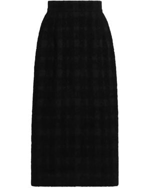 Dolce & Gabbana Wool-Blend Check Bouclé Midi Skirt - Black