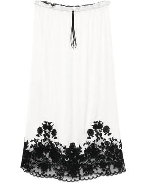 Ermanno Scervino Falda Midi Con Ribete De Encaje - Blanco