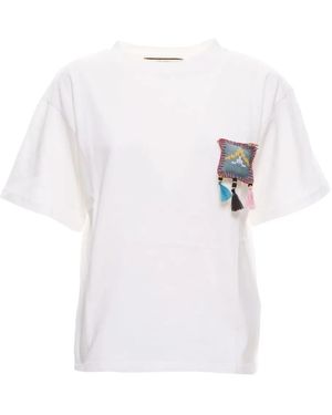 Akep Embroidered-Tassel T-Shirt - White