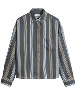 Marc O' Polo Striped Long-Sleeve Blouse - Grey
