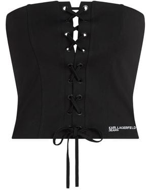 KARL LAGERFELD Lace-Up Top - Black