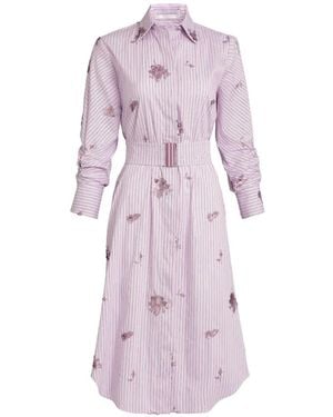 Silvia Tcherassi Kendi Sequin-Embellished Striped Shirt Midi Dress - Pink